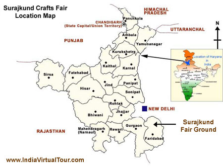 Location Map of Surajkund Crafts Fair