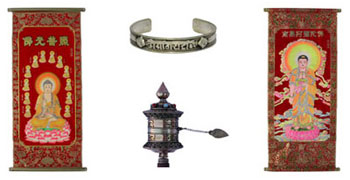 Collection of Tibetan Crafts ... Incense Jewelry Mani Prayer Wheels Singing Bowls Thangka Paintings