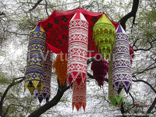 Bunch of embroidered hangings
