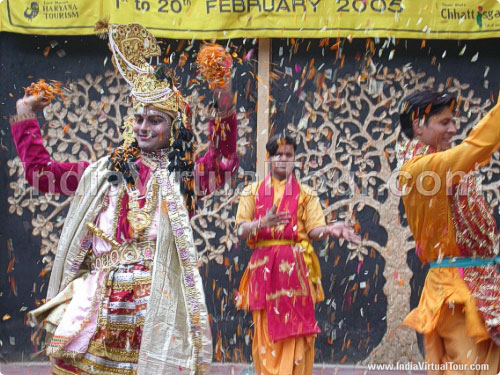Playing holi, an Indian festival with flowers