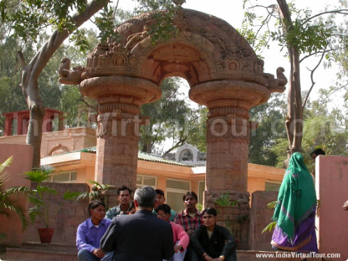 A gate made from carved stone