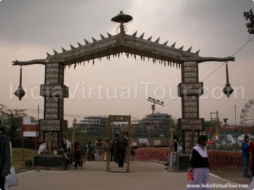 Main entrance gate showing Chattisgarh culture