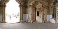 Inner view of Radha Swami Samadhi with beautiful stone carving and stone inlay work