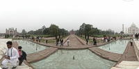 View of Taj Mahal, Taj Museum and Gateway from centrally situated raised platform