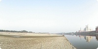 Reflection of sides of Taj Mahal, Mosque and Jawab in river Yamuna