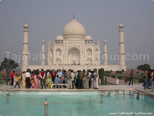 View of Taj Mahal from raised Platform situated at Center of Taj Mahal Campus